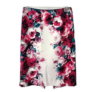 White House Black Market Pencil Straight Skirt Lined Size 2 Colorful Floral WHBM